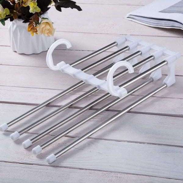 Cabide Para Calça Retrátil Multifuncional Cabide Calça Retrátil 1PC Branco Modelo Mágico - Coleção Organinzação Viva Lumi