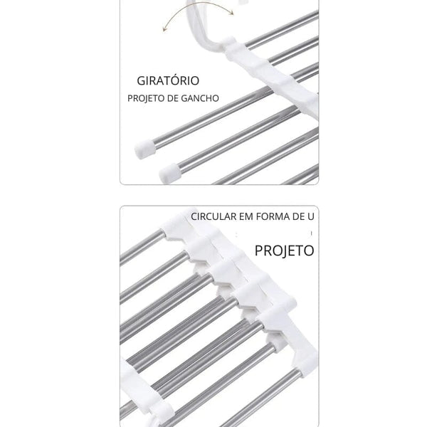 Cabide Para Calça Retrátil Multifuncional Cabide Calça Retrátil 1PC Branco Modelo Mágico - Coleção Organinzação Viva Lumi