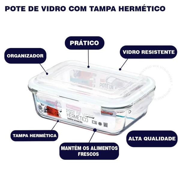 Kit 5 Potes Vidro Hermético 340ml Kit 5 Potes Vidro Hermético 340ml Viva Lumi