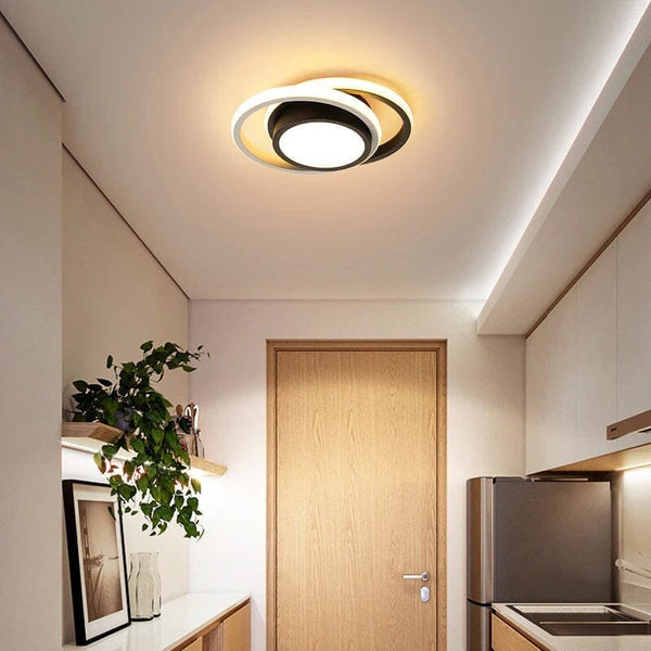Luminária de Teto Plafon Sobrepor em Led Circular Duplo para Quarto Sala Plafon - 0009 Viva Lumi Preto e Branco Quente