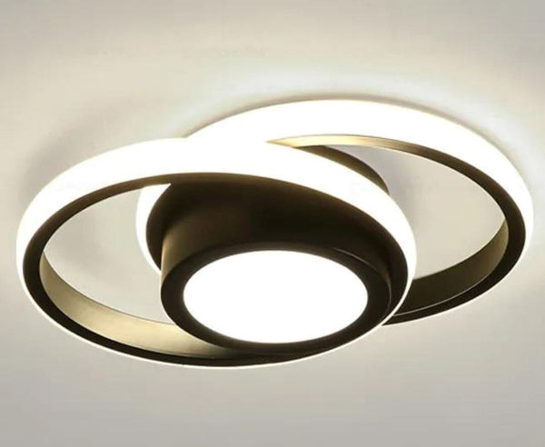 Luminária de Teto Plafon Sobrepor em Led Circular Duplo para Quarto Sala Plafon - 0009 Viva Lumi Preto Fria