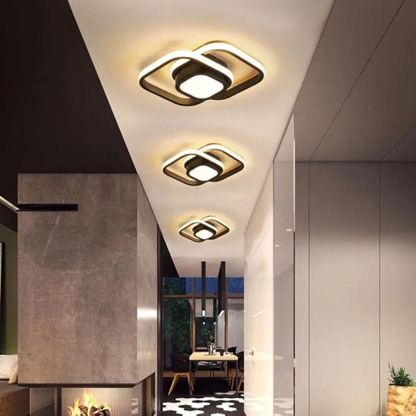 Luminária de Teto Plafon Sobrepor em Led Quadrado Duplo para Quarto Sala Plafon - 0010 Viva Lumi Preto Quente