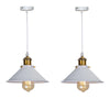 Lustre Pendente Vintage Retrô para Quarto Cozinha Balcão Pendente - 0024 Viva Lumi Branco e Dourado Kit 02 Unidades