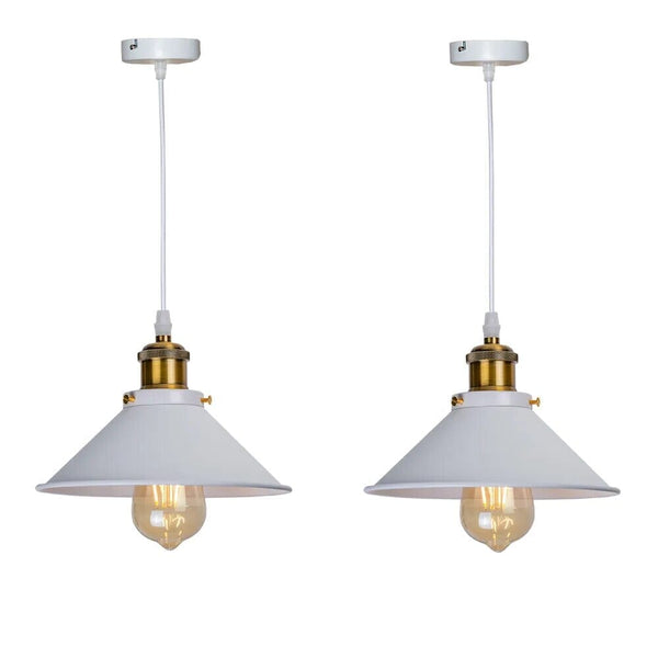 Lustre Pendente Vintage Retrô para Quarto Cozinha Balcão Pendente - 0024 Viva Lumi Branco e Dourado Kit 02 Unidades