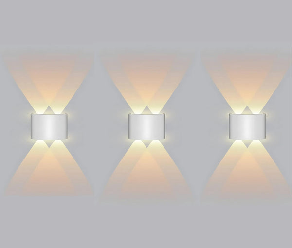 Arandela Externa de Parede em LED Impermeável [Iluminação - Arandela] - Arandela Externa de Parede em LED Impermeável Viva Lumi 2 Feixe de Luz 3 Und - R$ 84OFF Branco