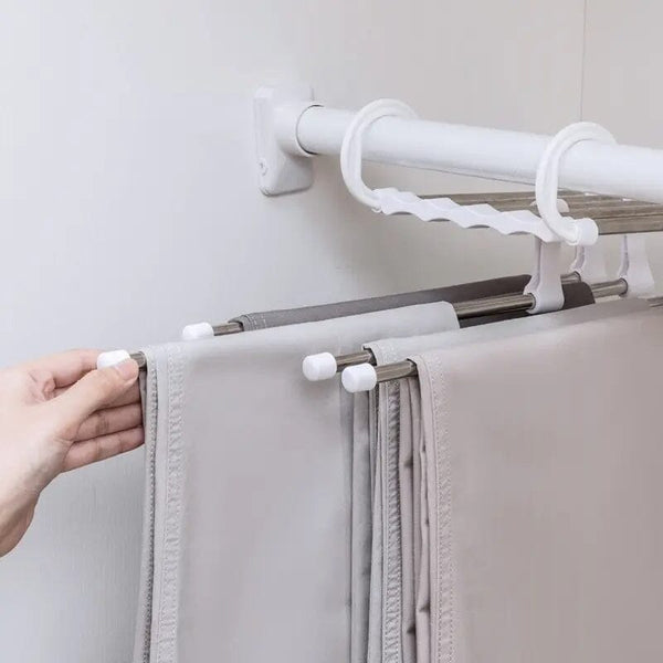 Cabide Para Calça Retrátil Multifuncional Cabide Calça Retrátil 1PC Branco Modelo Mágico - Coleção Organinzação Viva Lumi 