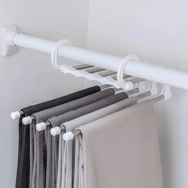 Cabide Para Calça Retrátil Multifuncional Cabide Calça Retrátil 1PC Branco Modelo Mágico - Coleção Organinzação Viva Lumi 