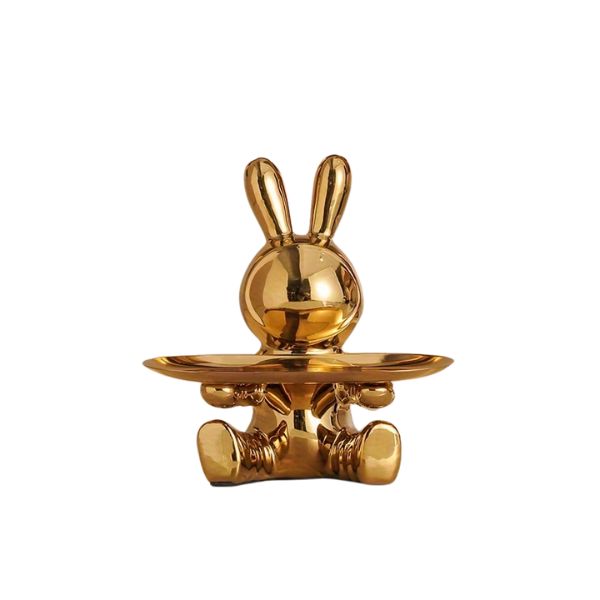 Escultura Aparador Coelho [Decorativo] - Escultura Aparador Coelho Viva Lumi Dourado 
