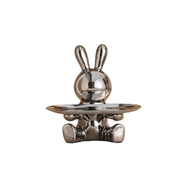 Escultura Aparador Coelho [Decorativo] - Escultura Aparador Coelho Viva Lumi Prata 