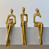 Escultura Decorativa Abstrata Pensador Contemporâneo (Kit 03 Unidades) Resina - 0013 Viva Lumi Dourado 