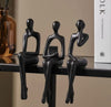 Escultura Decorativa Abstrata Pensador Contemporâneo (Kit 03 Unidades) Resina - 0013 Viva Lumi Preto 
