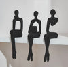 Escultura Decorativa Abstrata Pensador Contemporâneo (Kit 03 Unidades) Resina - 0013 Viva Lumi Preto Aveludado 