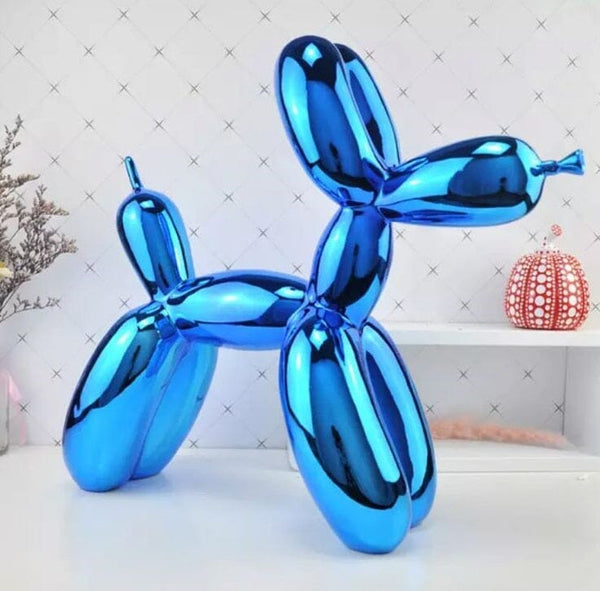 Escultura Doggy Balloon Mini 10x10cm para Sala, Escritório, Consultório Resina - 0014 Viva Lumi Azul 