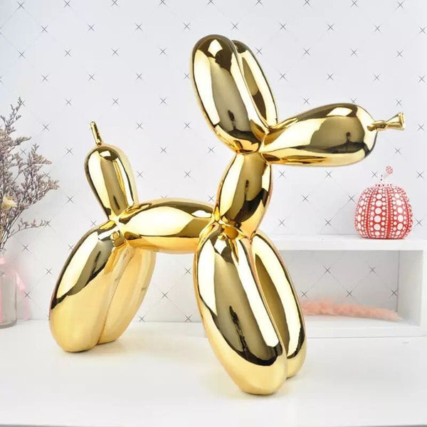 Escultura Doggy Balloon Mini 10x10cm para Sala, Escritório, Consultório Resina - 0014 Viva Lumi Dourado 