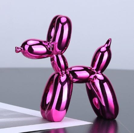 Escultura Doggy Balloon Mini 10x10cm para Sala, Escritório, Consultório Resina - 0014 Viva Lumi Roxo Fucsia 