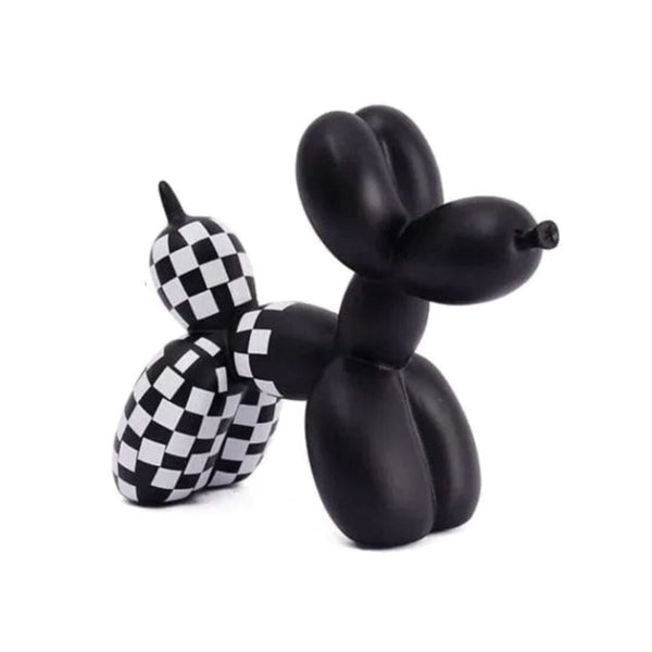 Escultura Doggy Balloon Xadrez Resina - 0016 Viva Lumi 