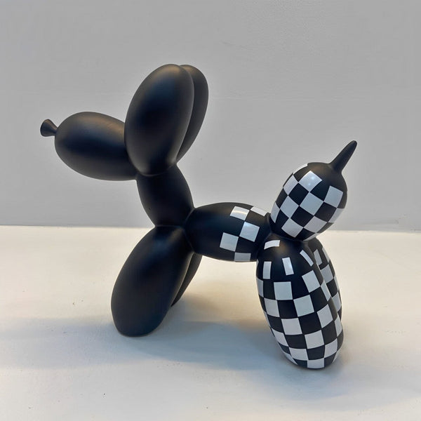Escultura Doggy Balloon Xadrez Resina - 0016 Viva Lumi 