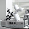 Escultura Doggy Balloon Xadrez Resina - 0016 Viva Lumi Branco 