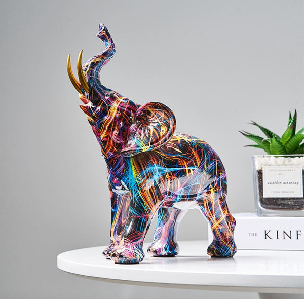 Escultura Elefante Grafite Street & Colors Grafite - 0012 Viva Lumi Collors 8.5cm x 18cm 