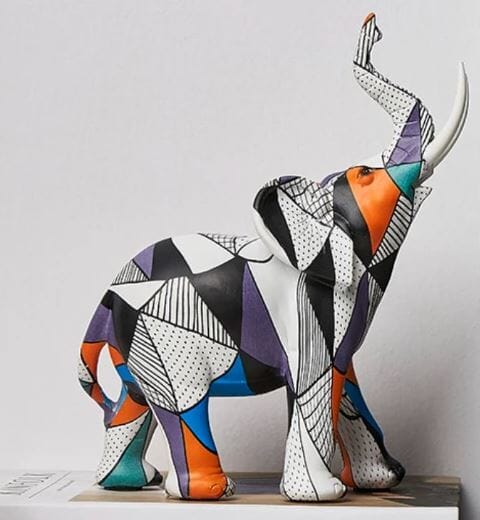Escultura Elefante Pintura Mosaico Resina - 0020 Viva Lumi Adulto 