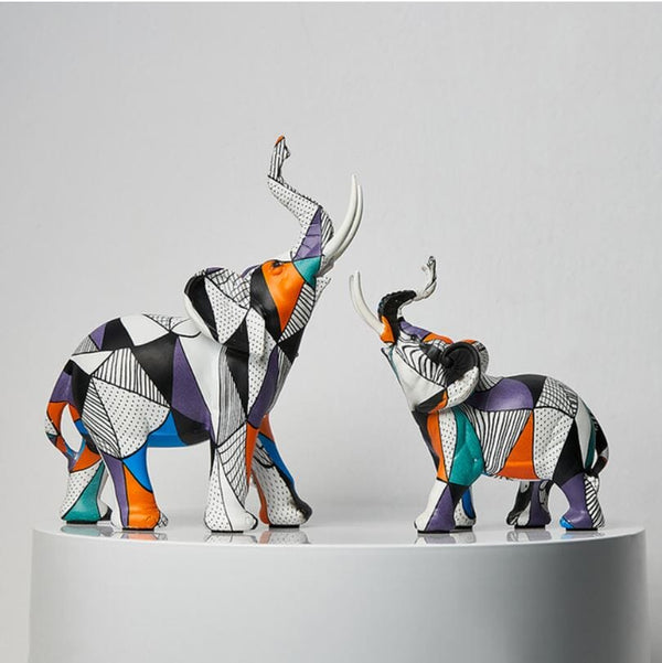Escultura Elefante Pintura Mosaico Resina - 0020 Viva Lumi O Par 