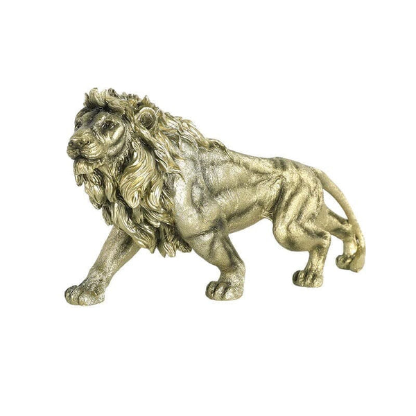 Escultura Leão Dourado 41x18cm Resina - 0023 Viva Lumi 