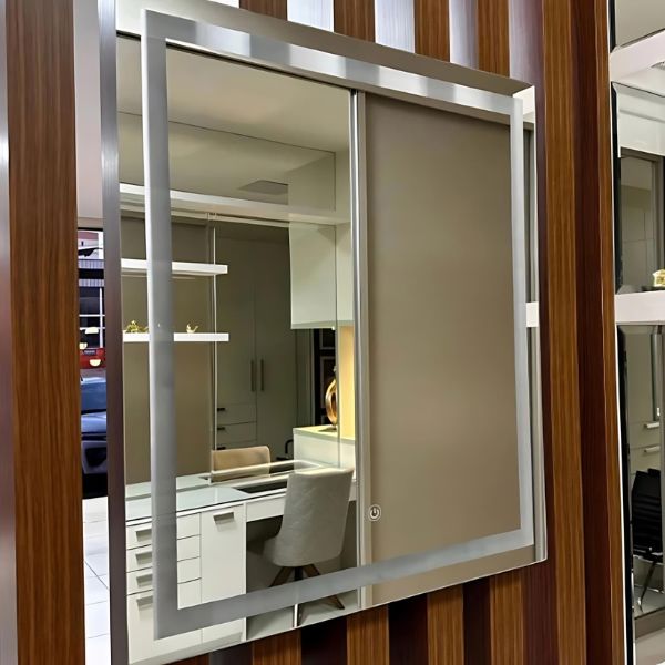 Espelho Decorativo Led Jateado Touch 50x50 [Espelho] - Espelho Decorativo Led Jateado Touch 50x50 Viva Lumi 
