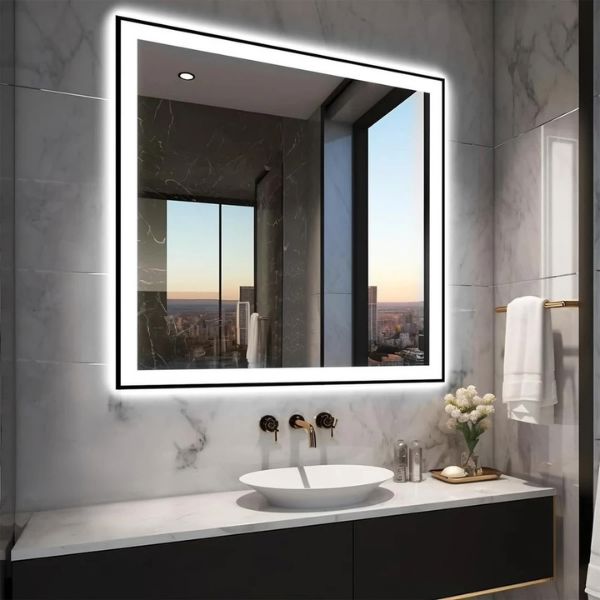 Espelho Decorativo Led Jateado Touch 50x50 [Espelho] - Espelho Decorativo Led Jateado Touch 50x50 Viva Lumi 