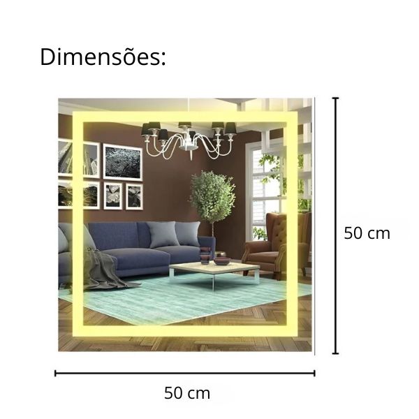 Espelho Decorativo Led Jateado Touch 50x50 [Espelho] - Espelho Decorativo Led Jateado Touch 50x50 Viva Lumi 
