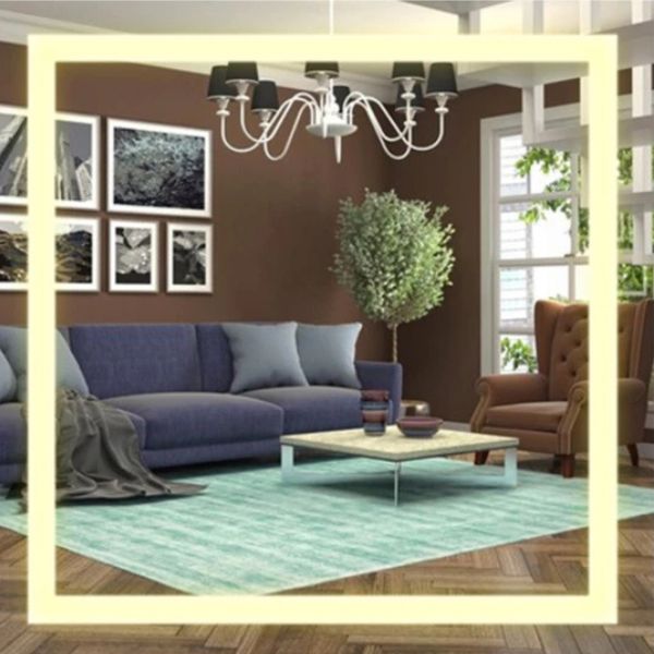 Espelho Decorativo Led Jateado Touch 50x50 [Espelho] - Espelho Decorativo Led Jateado Touch 50x50 Viva Lumi Neutra 