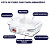 Kit 5 Potes Vidro Hermético 340ml Kit 5 Potes Vidro Hermético 340ml Viva Lumi 