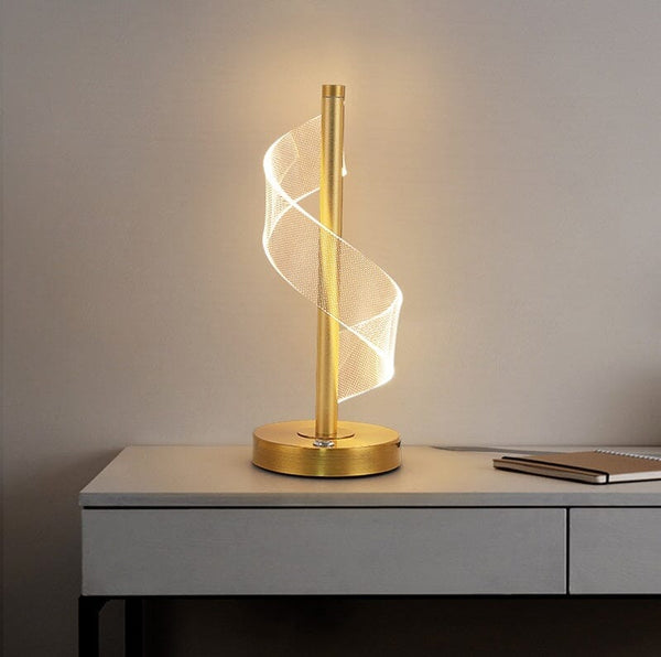 Luminária Abajur de Mesa Touch em Espiral Acrílico Abajur - 0014 Viva Lumi Luz quente 
