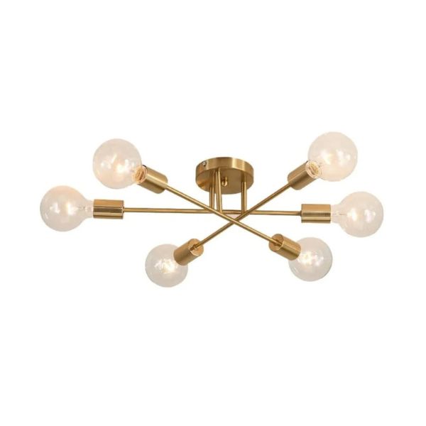 Lustre Nórdico Minimalista [Iluminação - Lustre] - Lustre Nórdico Minimalista Viva Lumi Dourado 