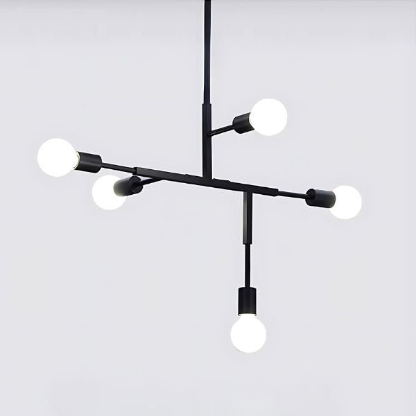 Lustre Nórdico Minimalista Style [Iluminação - Lustre] - Lustre Nórdico Minimalista Style Viva Lumi Preto 