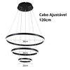 Lustre Pendente Circular Triplo em Led para Sala Jantar Lustre - 0024 Viva Lumi 