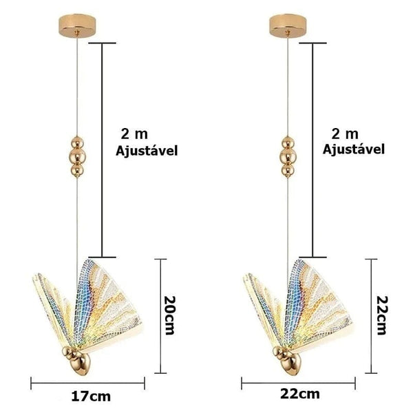 Lustre Pendente de Luxo - Butterfly Pendente - 0006 Viva Lumi 