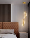 Lustre Pendente de Luxo em Espiral Acrílico Pendente - 0013 Viva Lumi Dourado Luz Quente Lustre Duplo