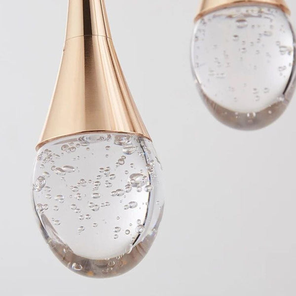 Lustre Pendente de Luxo em Gota Crystals Pendente - 0015 Viva Lumi Dourado 01 Unidade Quente