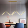 Lustre Pendente Minimalista Wave Line Led - 90cm Lustre - 0026 Viva Lumi Dourado Quente 