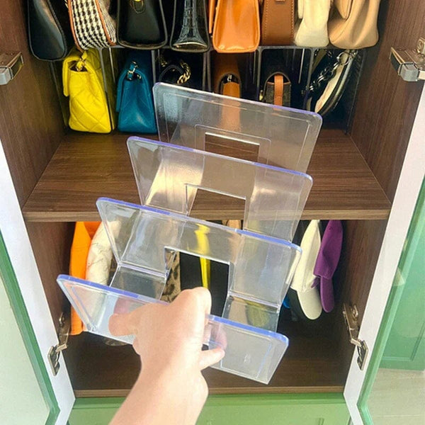 Organizador de Bolsas em Acrílico Com Divisórias p/ 4 Bolsas Coleção Organização - Organizador De Acrílico Com Divisórias Para Bolsas Viva Lumi 
