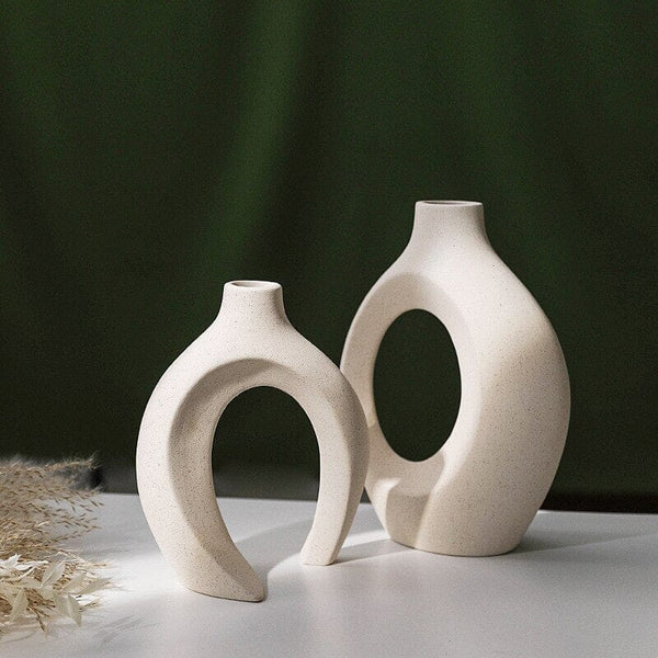 Par de Vasos Nórdicos Boho em Cerâmica (16x22cm) Vaso - 0002 Viva Lumi 