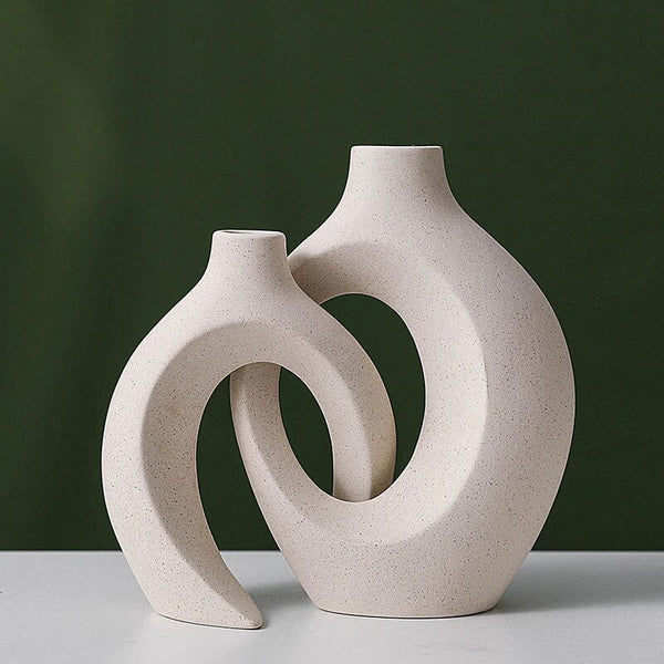 Par de Vasos Nórdicos Boho em Cerâmica (16x22cm) Vaso - 0002 Viva Lumi 