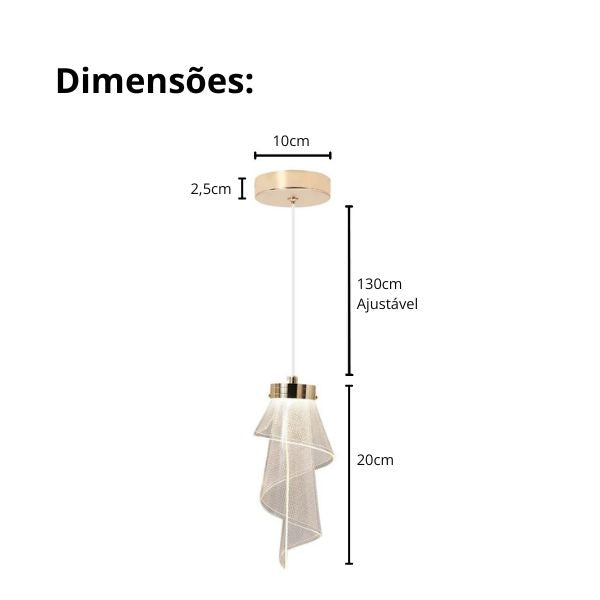Pendente Cristal Acrílico Véu [Iluminação - Pendente] - Pendente Cristal Acrílico Véu Viva Lumi 