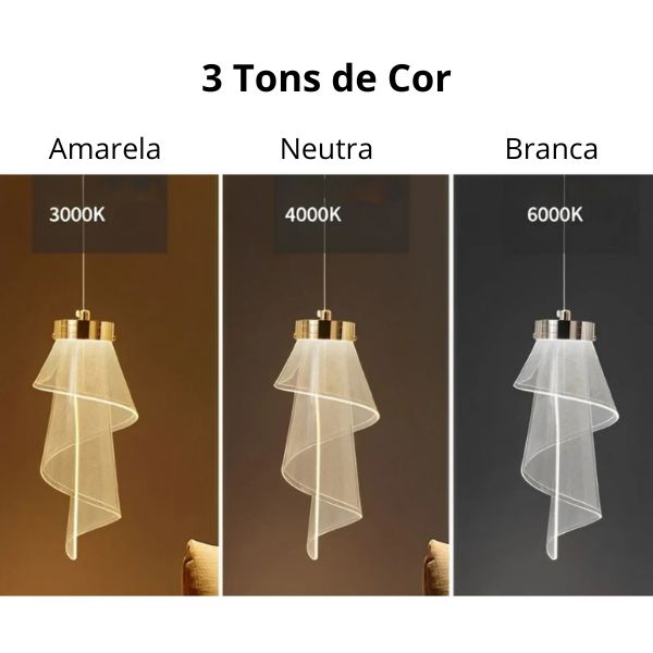 Pendente Cristal Acrílico Véu [Iluminação - Pendente] - Pendente Cristal Acrílico Véu Viva Lumi 