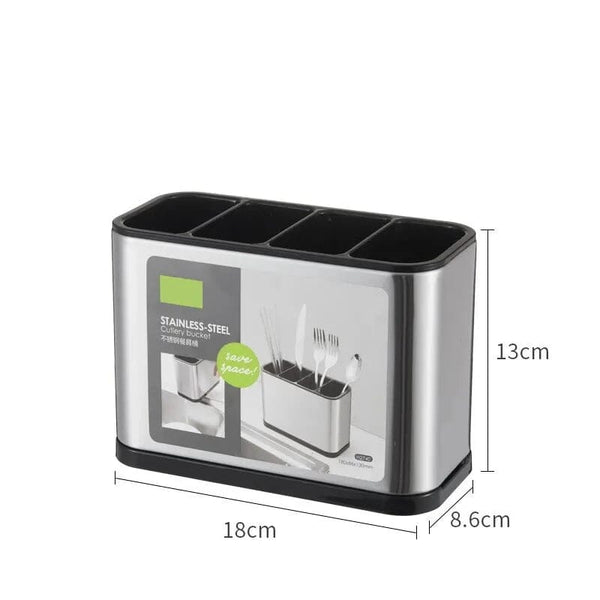 Porta Talheres em Inox - 4 Compartimentos Porta Talheres em Inox - 4 Compartimentos - Coleção Cozinha Viva Lumi 
