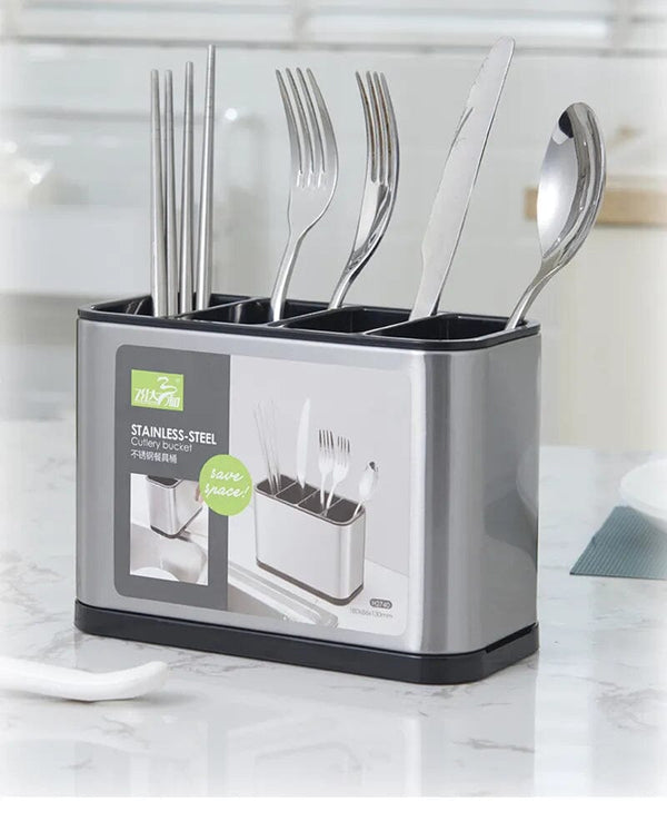 Porta Talheres em Inox - 4 Compartimentos Porta Talheres em Inox - 4 Compartimentos - Coleção Cozinha Viva Lumi 