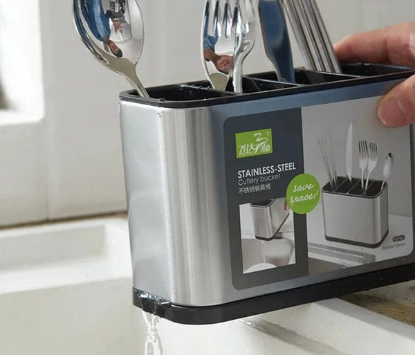 Porta Talheres em Inox - 4 Compartimentos Porta Talheres em Inox - 4 Compartimentos - Coleção Cozinha Viva Lumi 