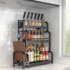 Prateleira para Cozinha em Aço Inox Prateleira para Cozinha em Aço Inox - Coleção Cozinha Viva Lumi 3 Andares C/ Porta Tábua 