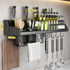Prateleira para Cozinha Organizador de Temperos e Utensílios Aço Inoxidável Prateleira para Cozinha Instalação Sem Furos - Coleção Cozinha Viva Lumi 40 cm Preto 