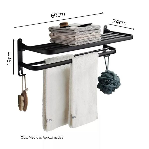 Toalheiro Triplo Retrátil Com Gancho [Banheiro] - Toalheiro Triplo Retrátil Com Ganchos Viva Lumi 
